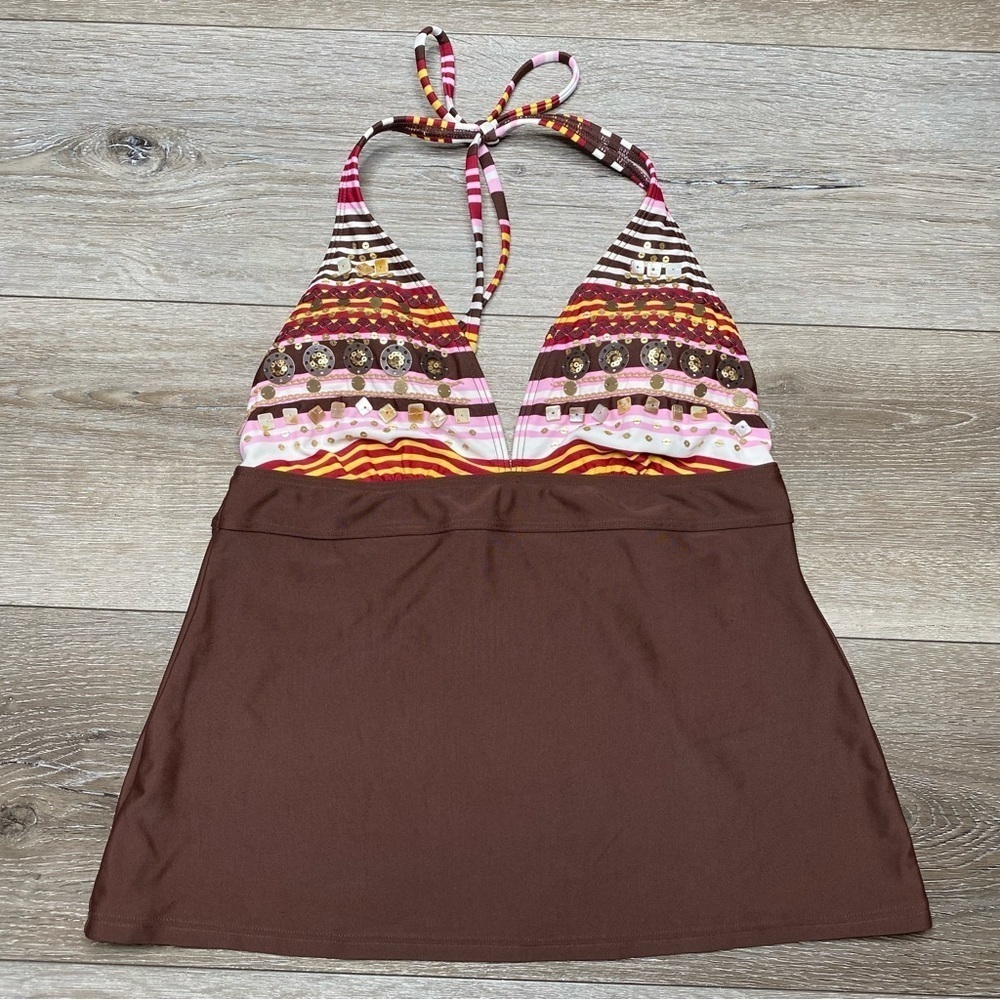 2bamboo Women’s Halter Multicolor Swim Top Small